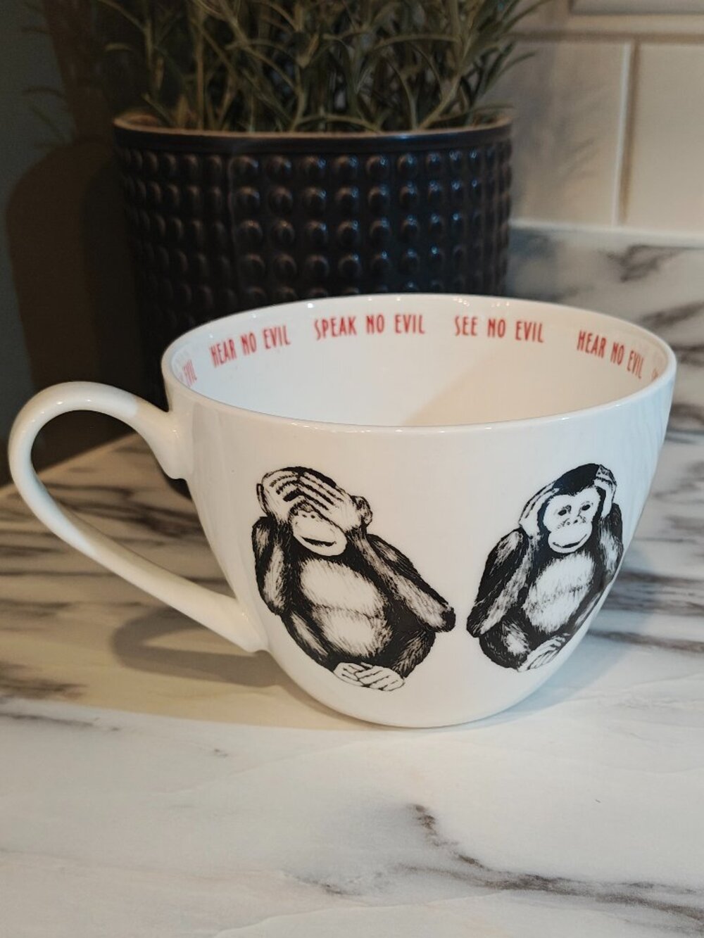 Portobello Three Wise Monkeys Bone China Jumbo Mug Hear Speak See No Evil
